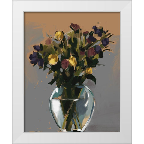 Flowers White Modern Wood Framed Art Print by East Coast Licensing