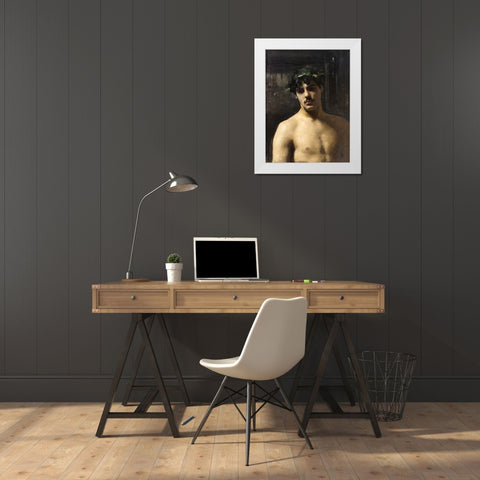 Man Wearing Laurels White Modern Wood Framed Art Print by Sargent, John Singer