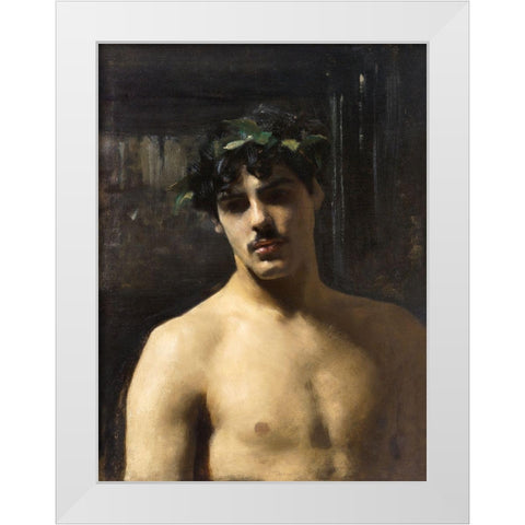 Man Wearing Laurels White Modern Wood Framed Art Print by Sargent, John Singer