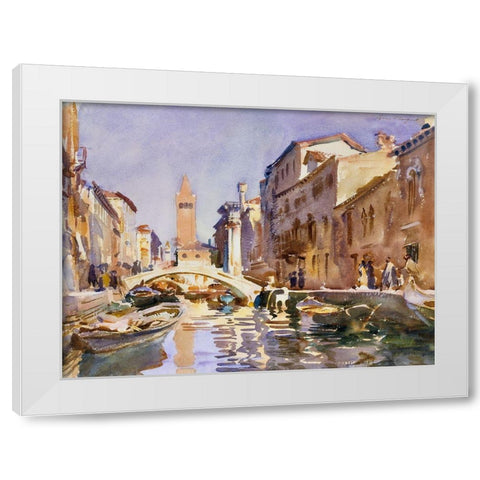 Venetian Canal White Modern Wood Framed Art Print by Sargent, John Singer