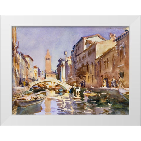 Venetian Canal White Modern Wood Framed Art Print by Sargent, John Singer
