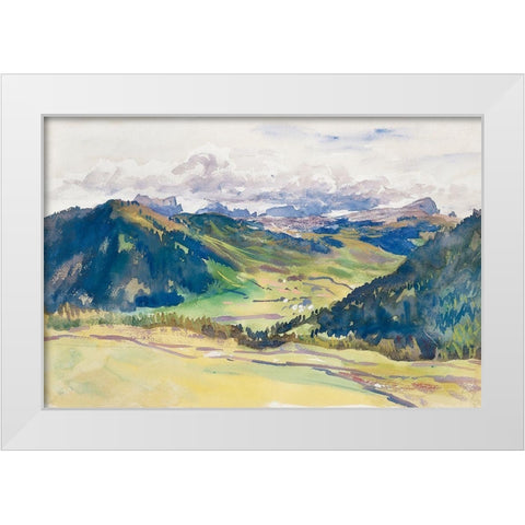 Open Valley-Dolomites White Modern Wood Framed Art Print by Sargent, John Singer