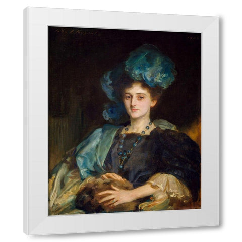 Portrait of Miss Katherine Elizabeth Lewis White Modern Wood Framed Art Print by Sargent, John Singer