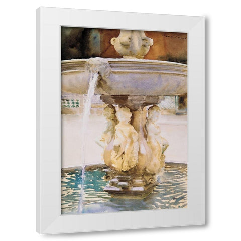 Spanish Fountain White Modern Wood Framed Art Print by Sargent, John Singer