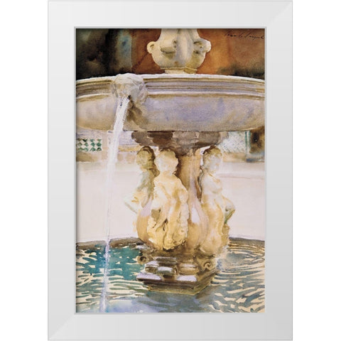 Spanish Fountain White Modern Wood Framed Art Print by Sargent, John Singer