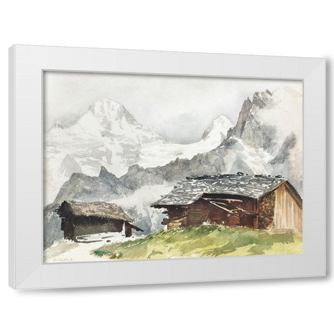 Chalets-Breithorn-Murren White Modern Wood Framed Art Print by Sargent, John Singer