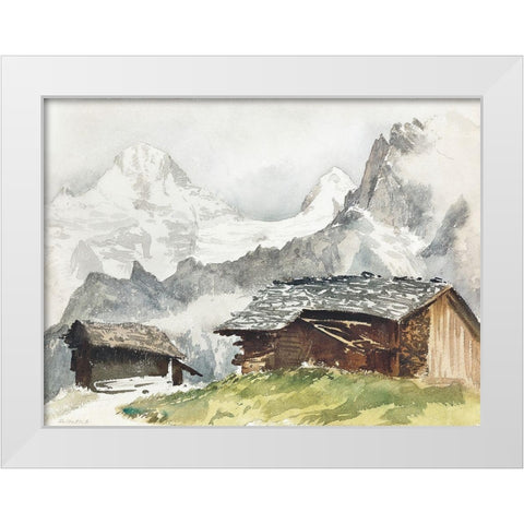 Chalets-Breithorn-Murren White Modern Wood Framed Art Print by Sargent, John Singer