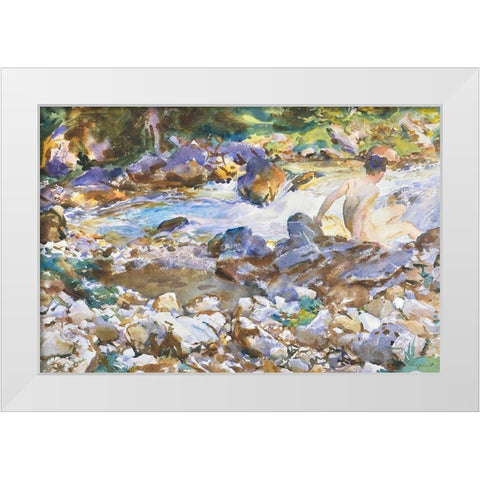 Mountain Stream White Modern Wood Framed Art Print by Sargent, John Singer