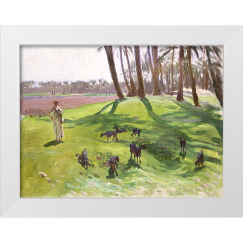 Landscape with Goatherd White Modern Wood Framed Art Print by Sargent, John Singer