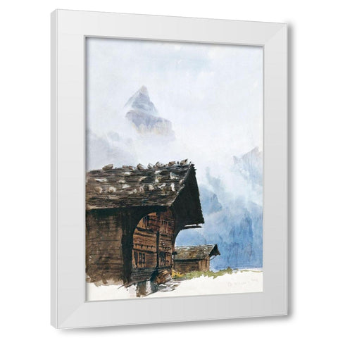 Chalets-Murren from Splendid Mountain Watercolours Sketchbook White Modern Wood Framed Art Print by Sargent, John Singer