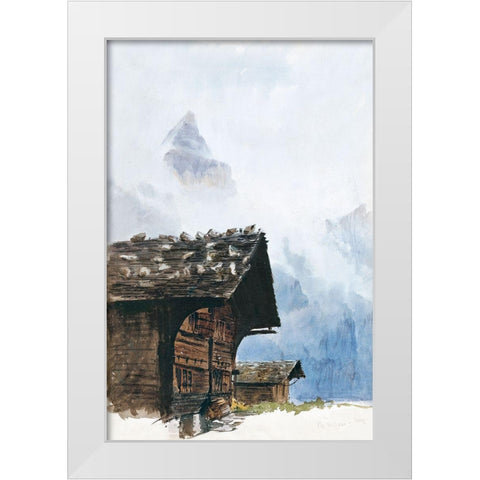 Chalets-Murren from Splendid Mountain Watercolours Sketchbook White Modern Wood Framed Art Print by Sargent, John Singer