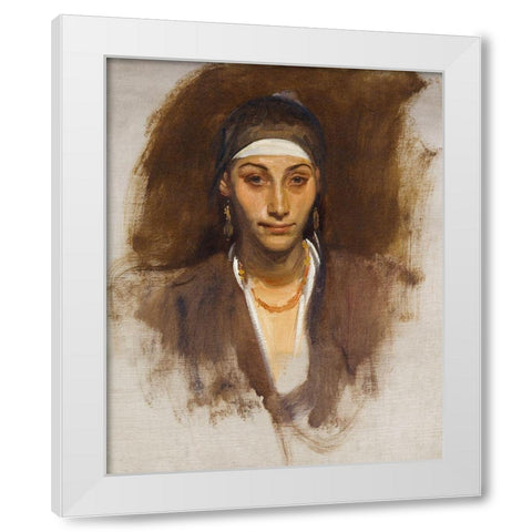 Egyptian Woman with Earrings White Modern Wood Framed Art Print by Sargent, John Singer