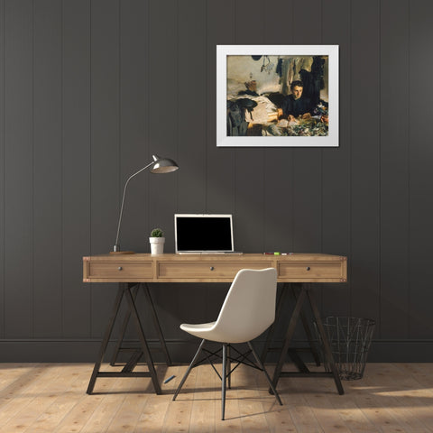 Padre Sebastiano White Modern Wood Framed Art Print by Sargent, John Singer