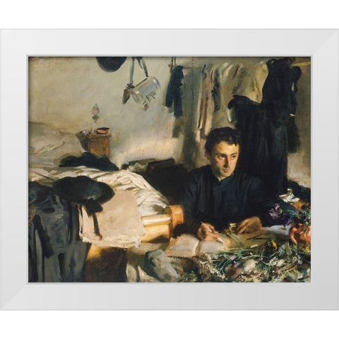 Padre Sebastiano White Modern Wood Framed Art Print by Sargent, John Singer