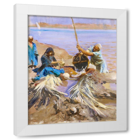 Egyptians Raising Water from the Nile White Modern Wood Framed Art Print by Sargent, John Singer