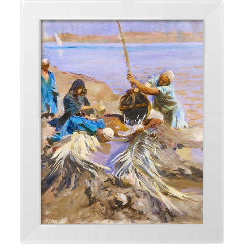 Egyptians Raising Water from the Nile White Modern Wood Framed Art Print by Sargent, John Singer