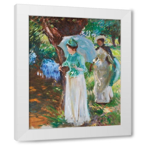 Two Girls with Parasols White Modern Wood Framed Art Print by Sargent, John Singer