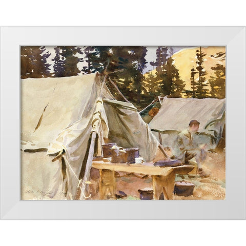 Camp at Lake OHara White Modern Wood Framed Art Print by Sargent, John Singer