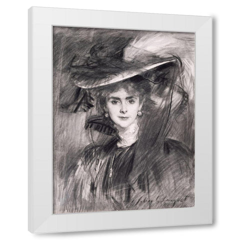Portrait of the Baroness de Meyer White Modern Wood Framed Art Print by Sargent, John Singer