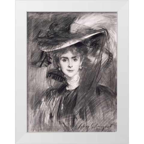 Portrait of the Baroness de Meyer White Modern Wood Framed Art Print by Sargent, John Singer