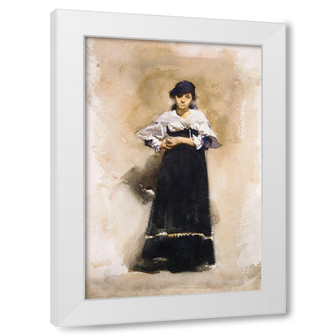 Young Woman with a Black Skirt White Modern Wood Framed Art Print by Sargent, John Singer