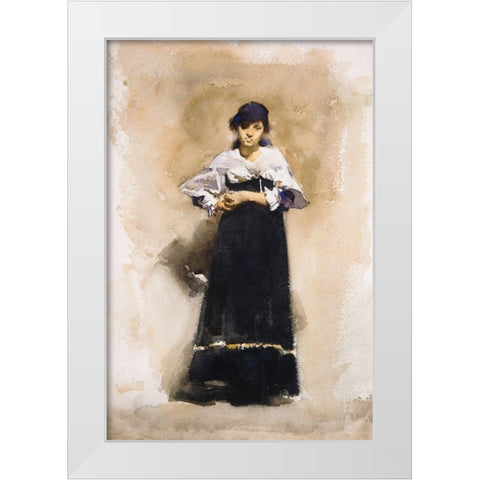 Young Woman with a Black Skirt White Modern Wood Framed Art Print by Sargent, John Singer