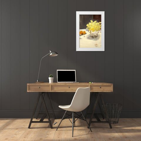 Still Life with Daffodils White Modern Wood Framed Art Print by Sargent, John Singer