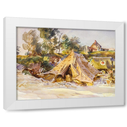 Camp with Ambulance White Modern Wood Framed Art Print by Sargent, John Singer