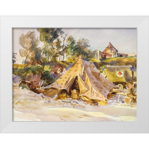 Camp with Ambulance White Modern Wood Framed Art Print by Sargent, John Singer