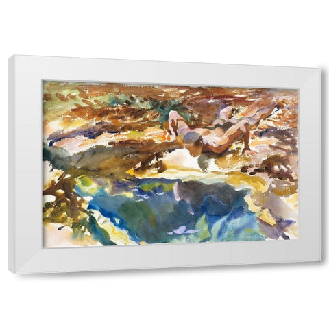 Man and Pool-FloridaÂ  White Modern Wood Framed Art Print by Sargent, John Singer