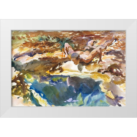 Man and Pool-FloridaÂ  White Modern Wood Framed Art Print by Sargent, John Singer