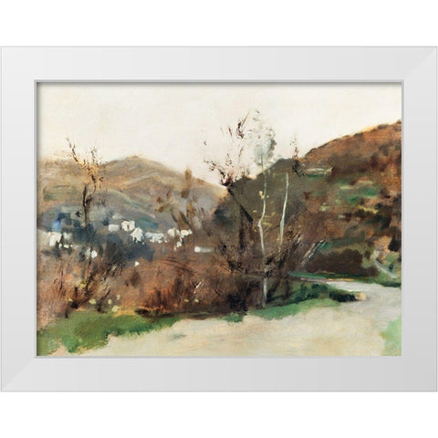 Spanish Landscape White Modern Wood Framed Art Print by Sargent, John Singer