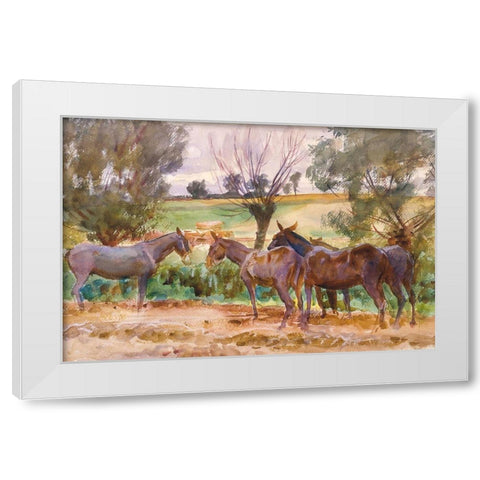 Mules White Modern Wood Framed Art Print by Sargent, John Singer