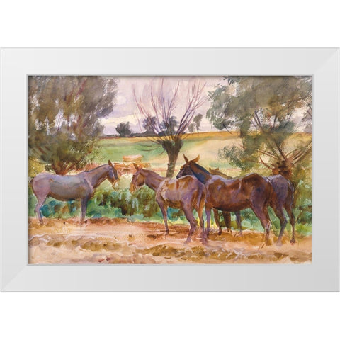 Mules White Modern Wood Framed Art Print by Sargent, John Singer