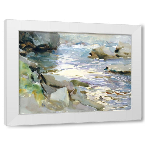 Stream and Rocks White Modern Wood Framed Art Print by Sargent, John Singer