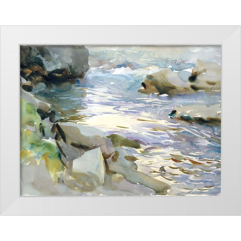 Stream and Rocks White Modern Wood Framed Art Print by Sargent, John Singer