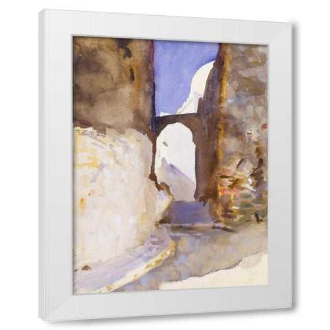 Street-Tangier White Modern Wood Framed Art Print by Sargent, John Singer