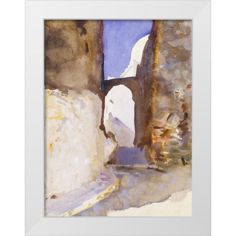Street-Tangier White Modern Wood Framed Art Print by Sargent, John Singer
