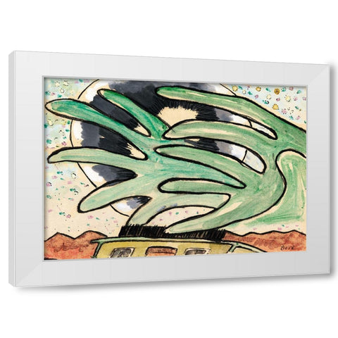 Silver Ball-Barge-and Trees White Modern Wood Framed Art Print by Dove, Arthur