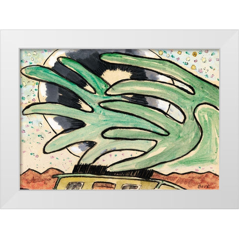 Silver Ball-Barge-and Trees White Modern Wood Framed Art Print by Dove, Arthur