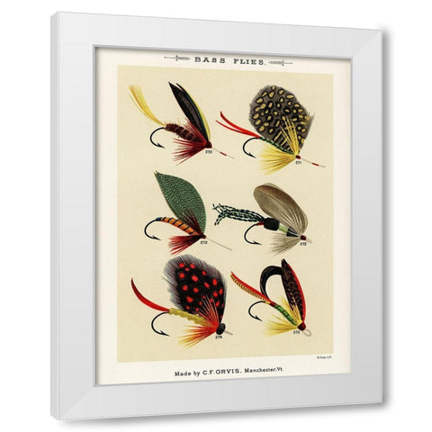 Bass Fishing Flies II from Favorite Flies and Their Histories White Modern Wood Framed Art Print by Marbury, Mary Orvis