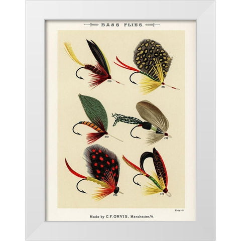 Bass Fishing Flies II from Favorite Flies and Their Histories White Modern Wood Framed Art Print by Marbury, Mary Orvis