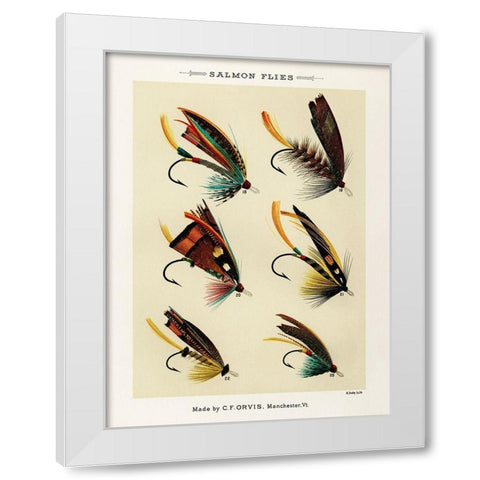 Salmon Fishing Flies II from Favorite Flies and Their Histories White Modern Wood Framed Art Print by Marbury, Mary Orvis