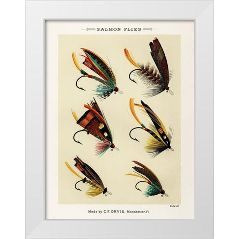 Salmon Fishing Flies II from Favorite Flies and Their Histories White Modern Wood Framed Art Print by Marbury, Mary Orvis