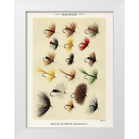 Hackles from Favorite Flies and Their Histories White Modern Wood Framed Art Print by Marbury, Mary Orvis