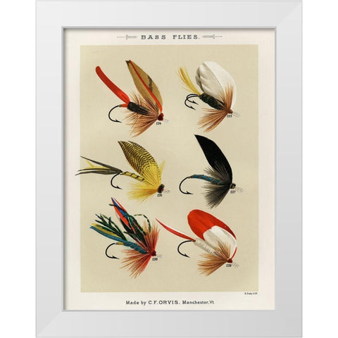 Bass Fishing Flies III from Favorite Flies and Their Histories White Modern Wood Framed Art Print by Marbury, Mary Orvis