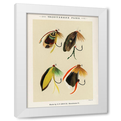 Trout And Bass Fishing Flies from Favorite Flies and Their Histories White Modern Wood Framed Art Print by Marbury, Mary Orvis