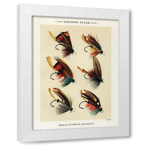 Salmon Fishing Flies III from Favorite Flies and Their Histories White Modern Wood Framed Art Print by Marbury, Mary Orvis