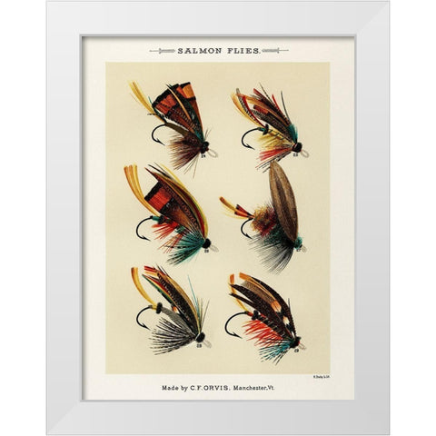 Salmon Fishing Flies III from Favorite Flies and Their Histories White Modern Wood Framed Art Print by Marbury, Mary Orvis