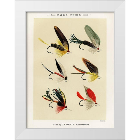 Bass Fishing Flies IV from Favorite Flies and Their Histories White Modern Wood Framed Art Print by Marbury, Mary Orvis